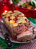 A game terrine with cranberries for Christmas dinner