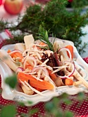 Parsnip and carrot salad with onions for Christmas dinner