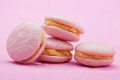 Several pink macarons