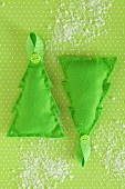 Green felt Christmas tree decorations