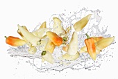 Hungarian peppers with a water splash