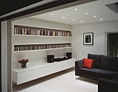 Living room with wall unit and sofa