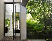 View into house and garden from terrace