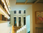 Private library illuminated at night
