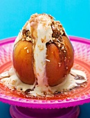 Baked apple with custard and coconut