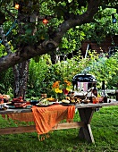 A barbeque garden party