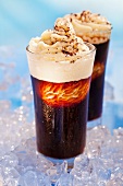 Iced coffee with vanilla ice cream and cream