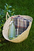 A bottle of home-made lemonade for a picnic