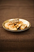 Chocolate filled biscuits, cantuccini and nut biscuits