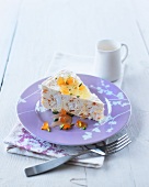 Pavlova with candied orange peel and pistachios