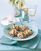 Crabmeat with coriander and chilli in crispy shells