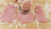Veal escalope being tenderized (German Voice Over)