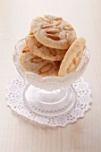 Pine nut cookies in a glass dish