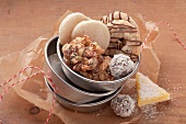 Assorted cookies in a dish