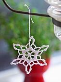 Christmas handcrafts - white, crocheted star