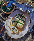 Monkfish with herb filling