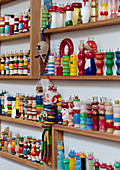 Shelves full of knitting dollies