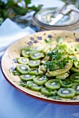 A kiwi salad with avocado