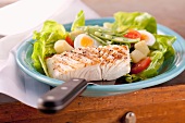 Grilled halibut with salade niçoise