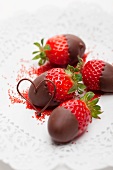 Chocolate strawberries and a chocolate heart