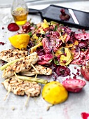 Grilled chicken with beetroot salad