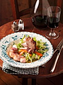 Rabbit salad with mushrooms and carrots