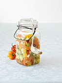Salsa in a storage jar
