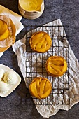 Pear tarts with vanilla ice cream (top view)