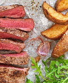 Steaks and potato wedges