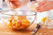 Infuse peach slices in a sweet marinade