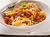 Spaghetti alla bolognese (pasta with a meat sauce, Italy)
