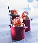 Bacon and potato soufflé in cocotte dishes