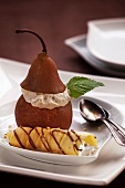 Whole pear filled with pear and ricotta mousse