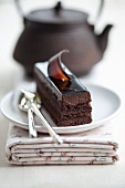 Chocolate slice with chocolate mousse