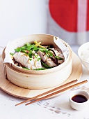 Steamed fish with mushroom and soy sauce (Asia)