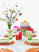 Presents on a festively laid table