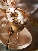 Coffee mousse with whipped egg white and flaked almonds