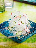 Rice noodle salad with radishes and cucumber