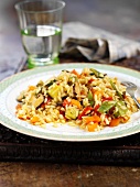 Stir-fried rice and vegetables