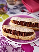 Eclairs with chocolate cream