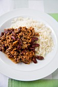 Chili Con Carne Served with White Rice