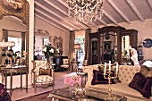 Antique furniture in grand interior of country house