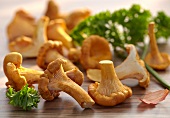 Fresh chanterelles with parsley