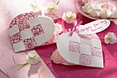 Heart-shaped cards filled with meringue dots for a loved one