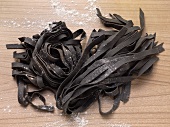Tagliatelle coloured with cuttlefish ink