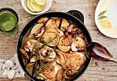 Chicken legs with lemon, garlic and thyme