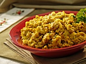 Cornbread Stuffing in a Serving Bowl