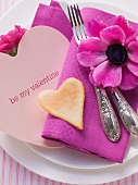 A festive Valentine's day place setting