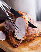 Carving roast turkey