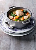 Chicken stew with carrots and savoy cabbage